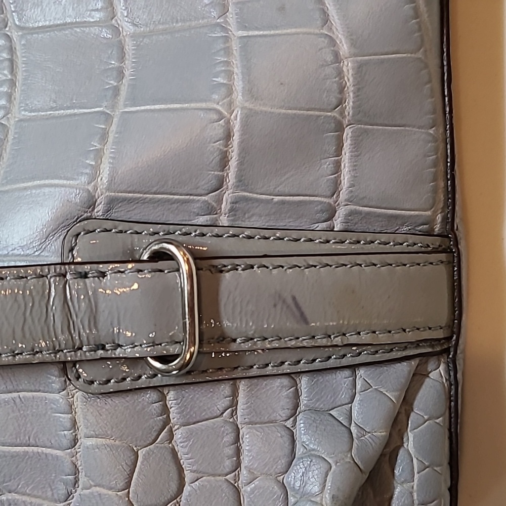 Coach Blue Croc Embossed Leather Carryall Mia Satchel - Picture 10 of 12